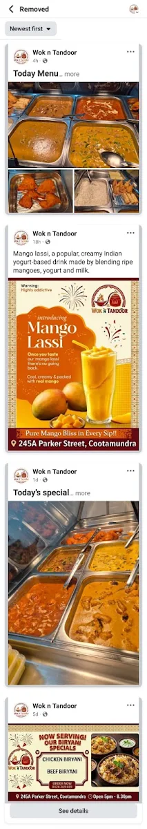 Menu, Wok n Tandoor