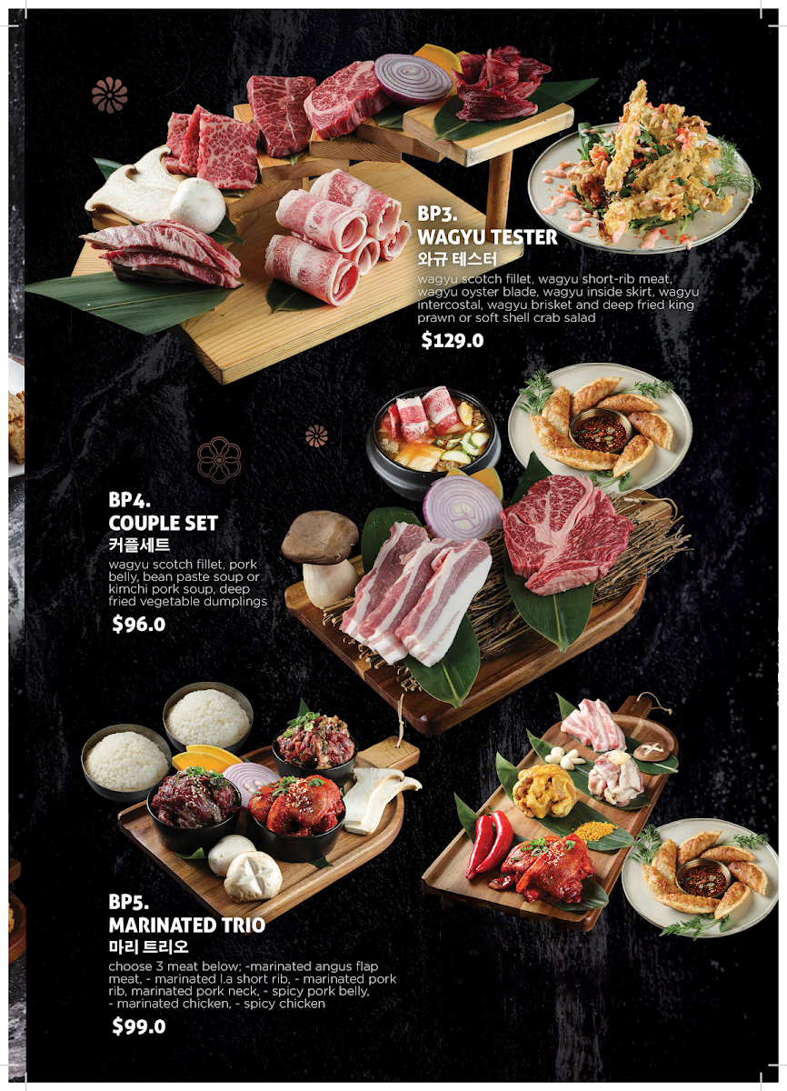 Menu, Hanok Korean BBQ