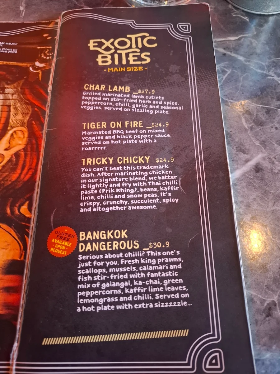 Menu, Bangkok Bites Bondi beach
