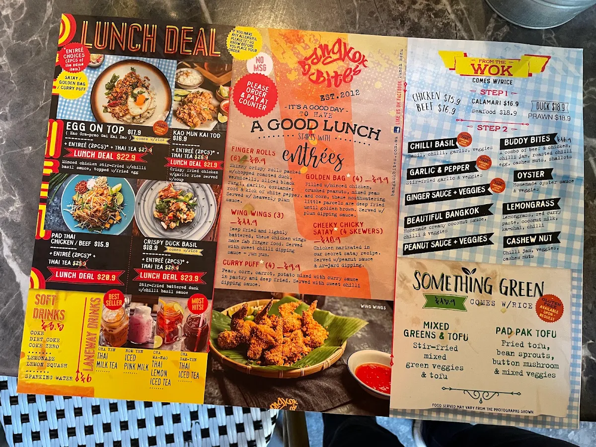 Menu, Bangkok Bites Bondi beach