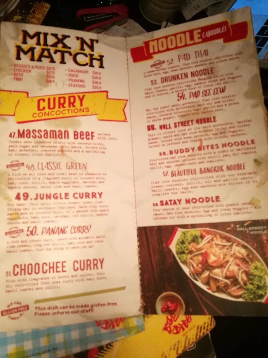 Menu, Bangkok Bites Bondi beach