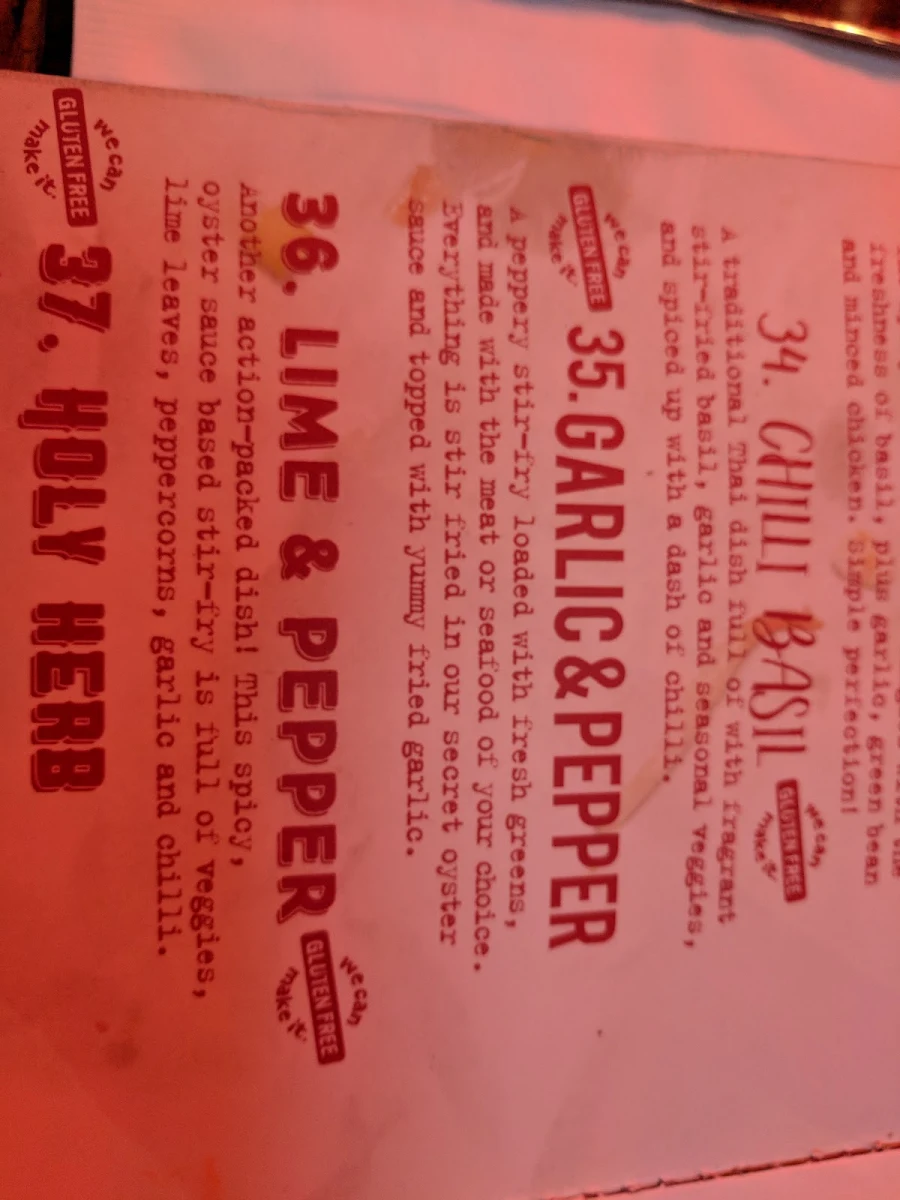 Menu, Bangkok Bites Bondi beach