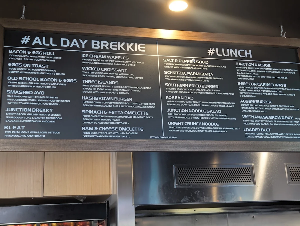 Menu, JUNCTION CAFE