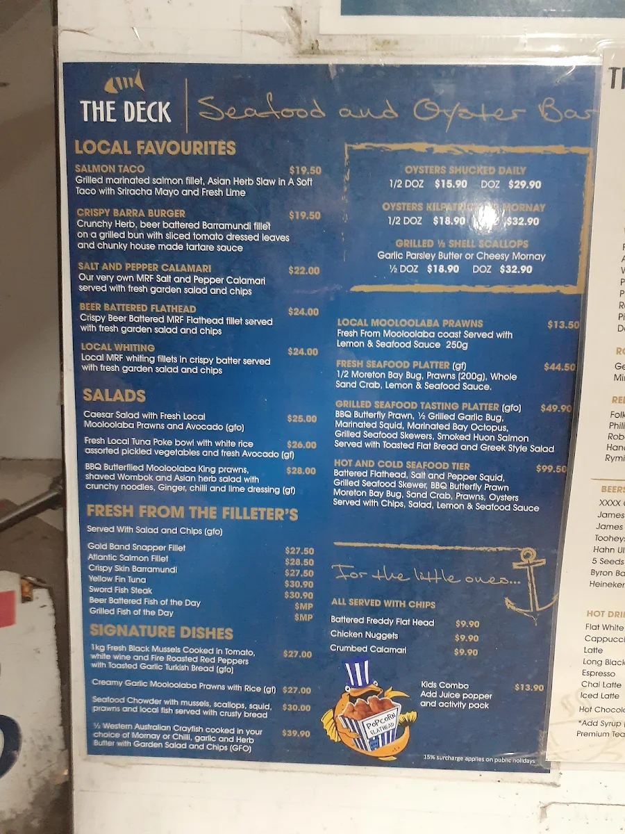 Menu, The Deck on Parkyn