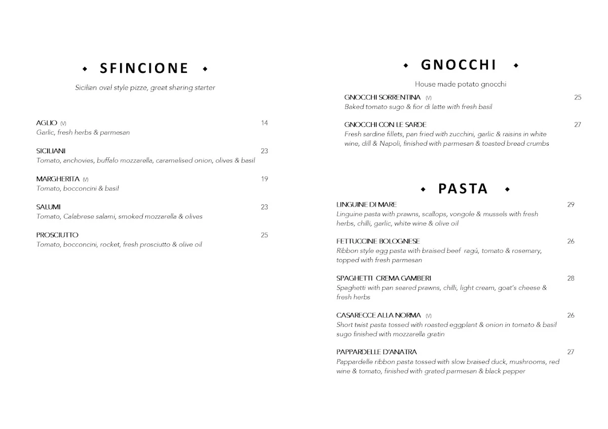 Menu, L'Artigiano Ivanhoe