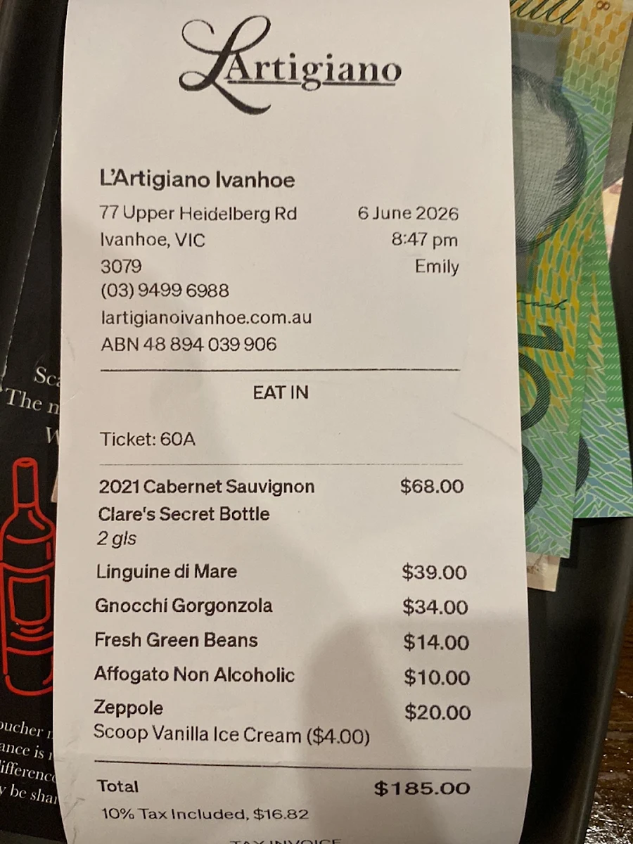 Menu, L'Artigiano Ivanhoe