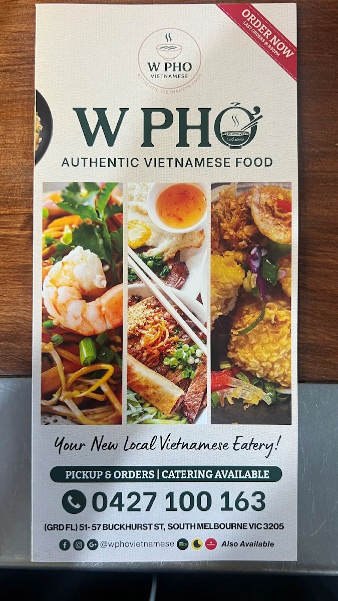 Menu, W Pho Vietnamese