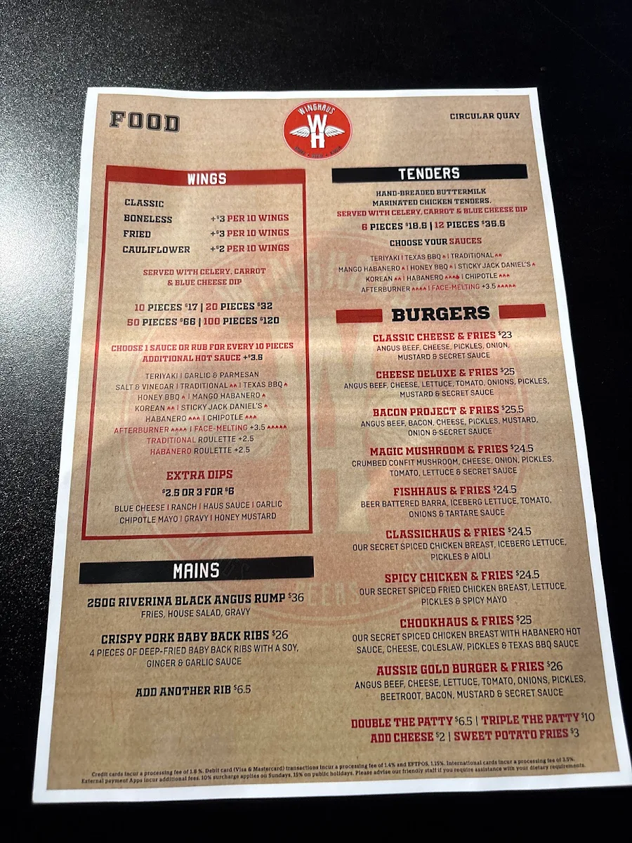 Menu, Winghaus Gateway