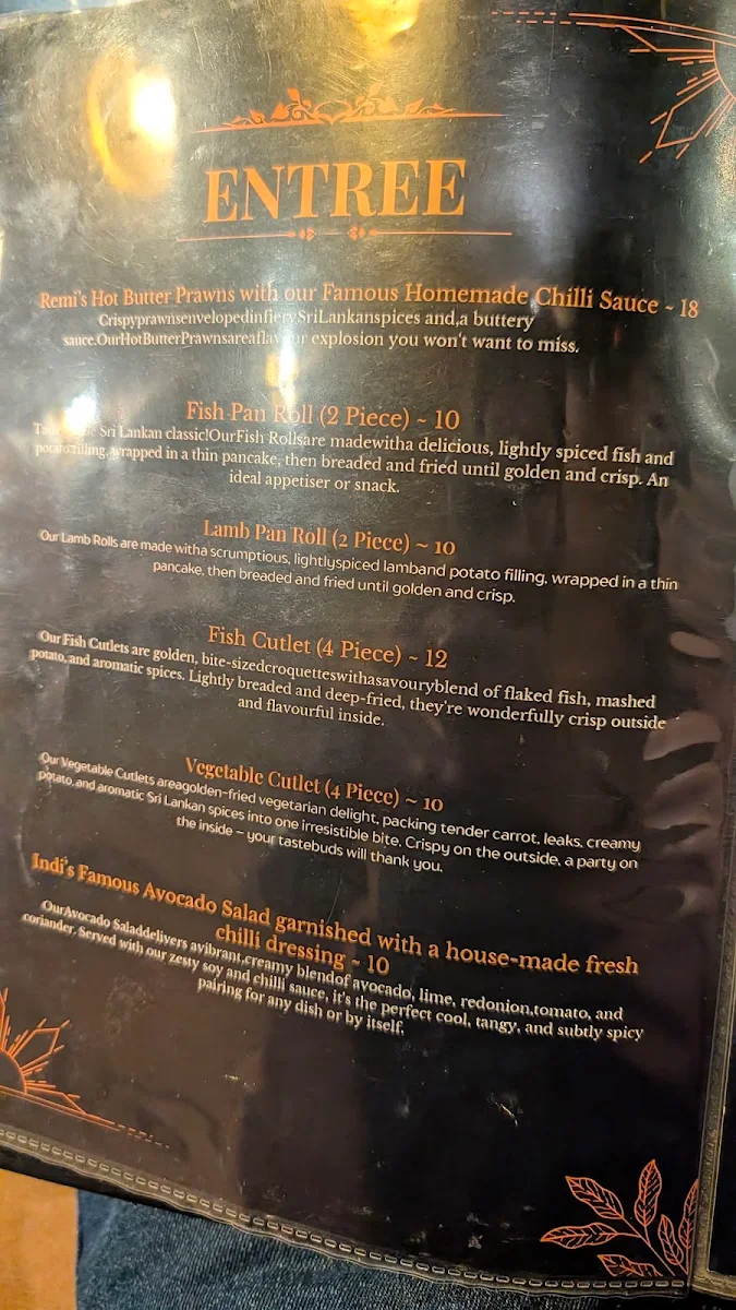 Menu, Ceylonia