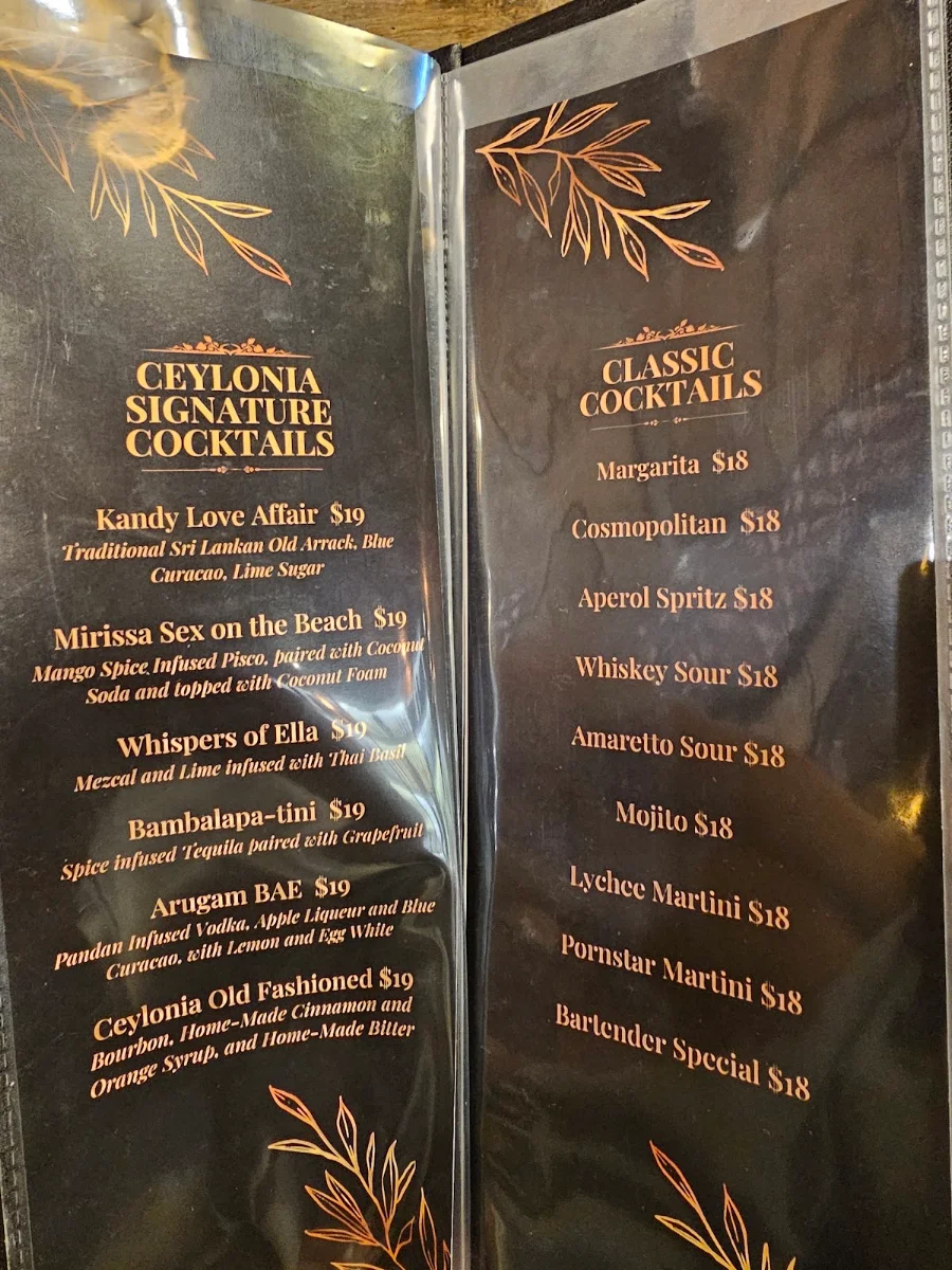 Menu, Ceylonia