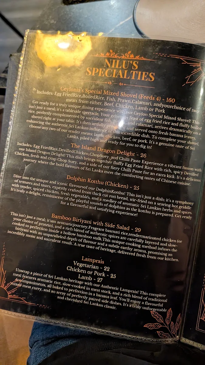 Menu, Ceylonia
