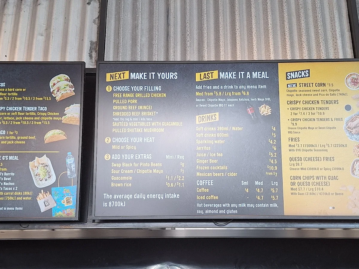 Menu, Guzman y Gomez - Westfield Carousel