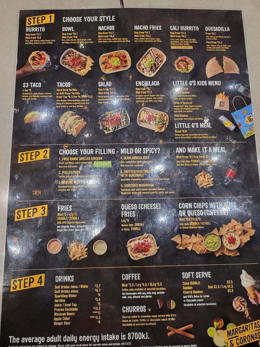 Menu, Guzman y Gomez - Westfield Carousel