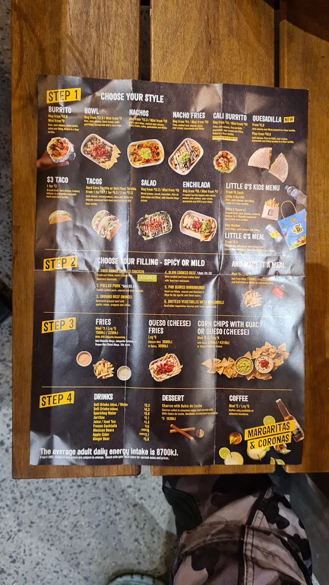 Menu, Guzman y Gomez - Westfield Carousel