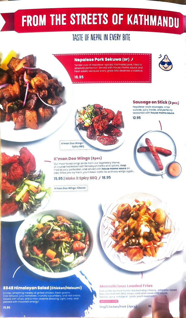 Menu, 8848 Momo House Melbourne