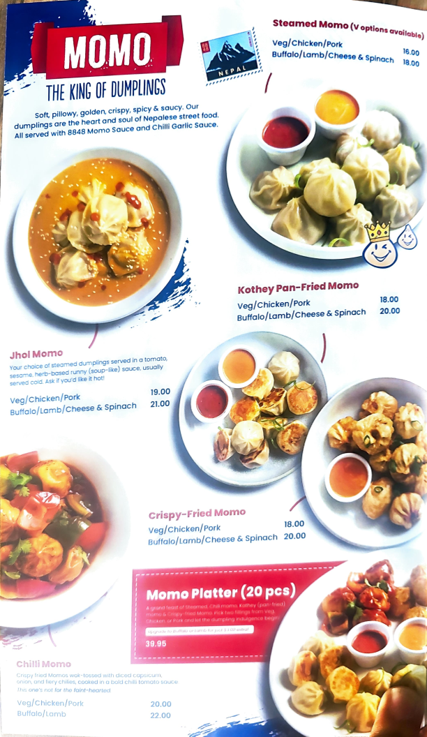 Menu, 8848 Momo House Melbourne