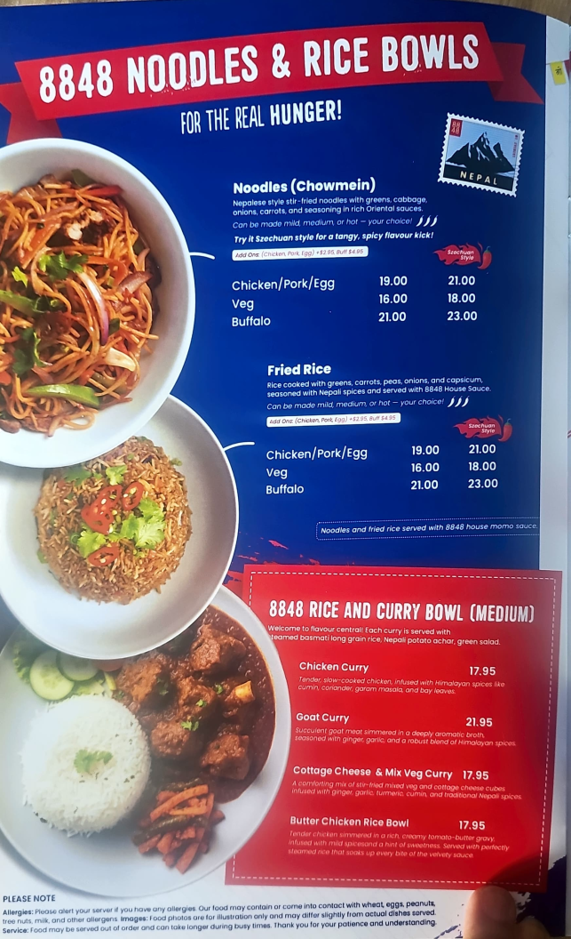 Menu, 8848 Momo House Melbourne