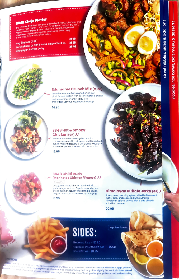 Menu, 8848 Momo House Melbourne