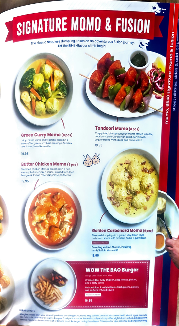 Menu, 8848 Momo House Melbourne