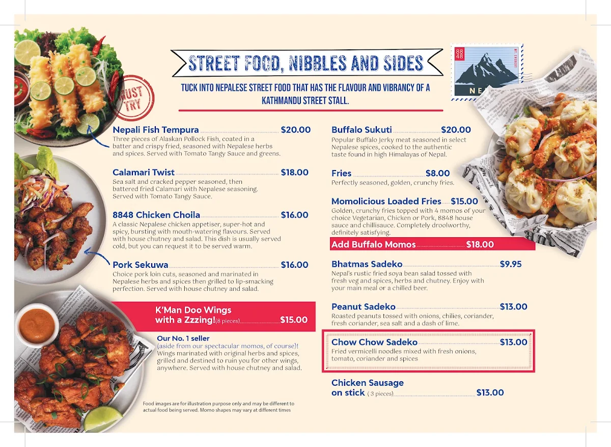 Menu, 8848 Momo House Melbourne