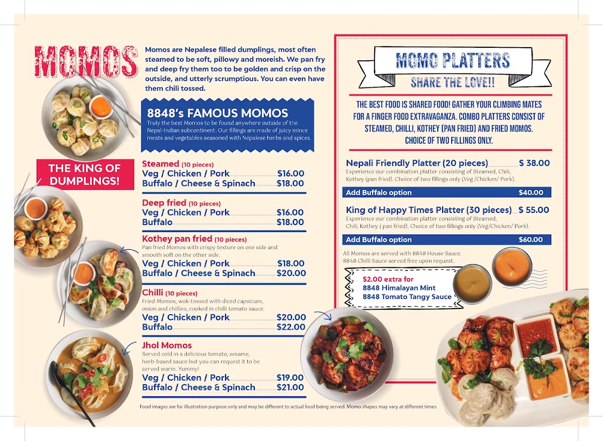 Menu, 8848 Momo House Melbourne