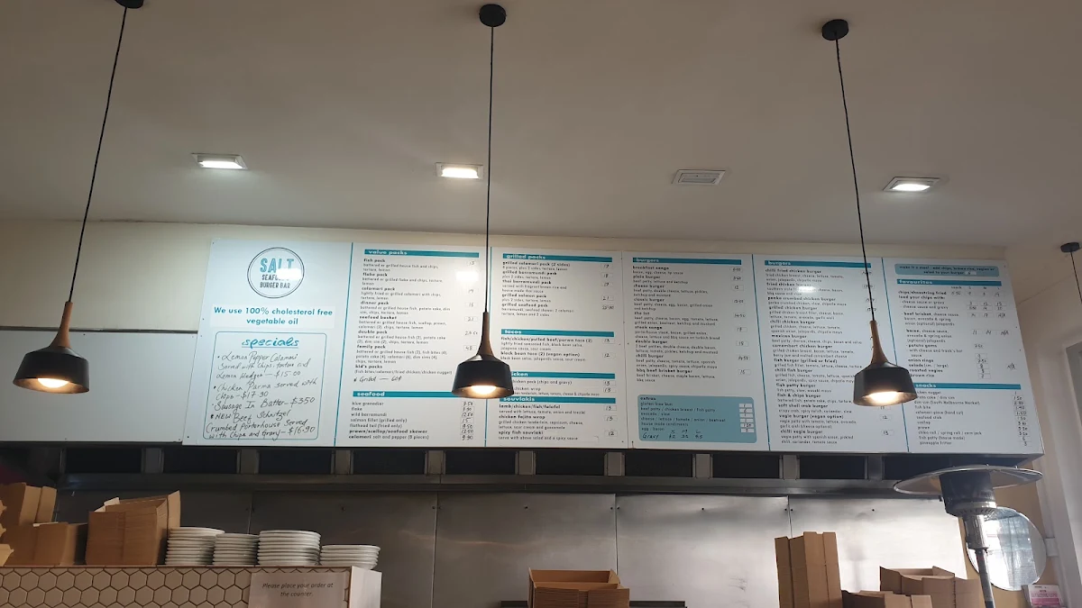 Menu, Salt Seafood & Burger Bar