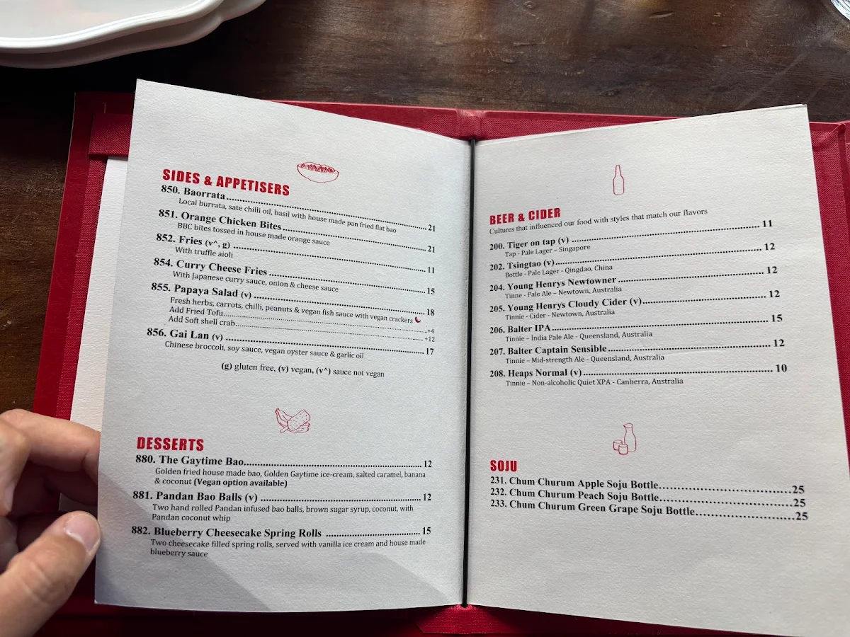Menu, Belly Bao
