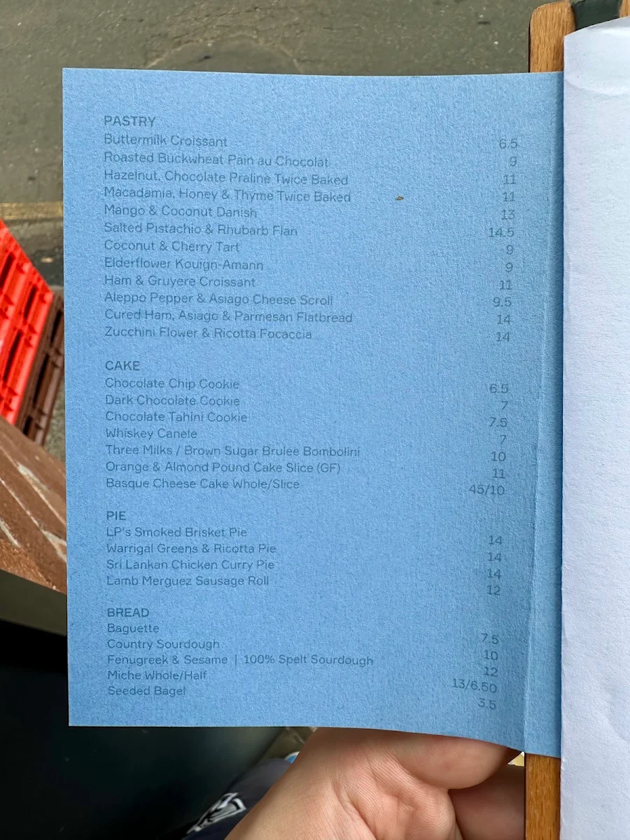 Menu, A.P Town (A.P Bakery)