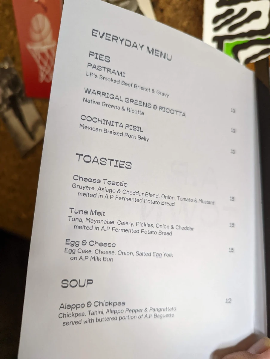 Menu, A.P Town (A.P Bakery)