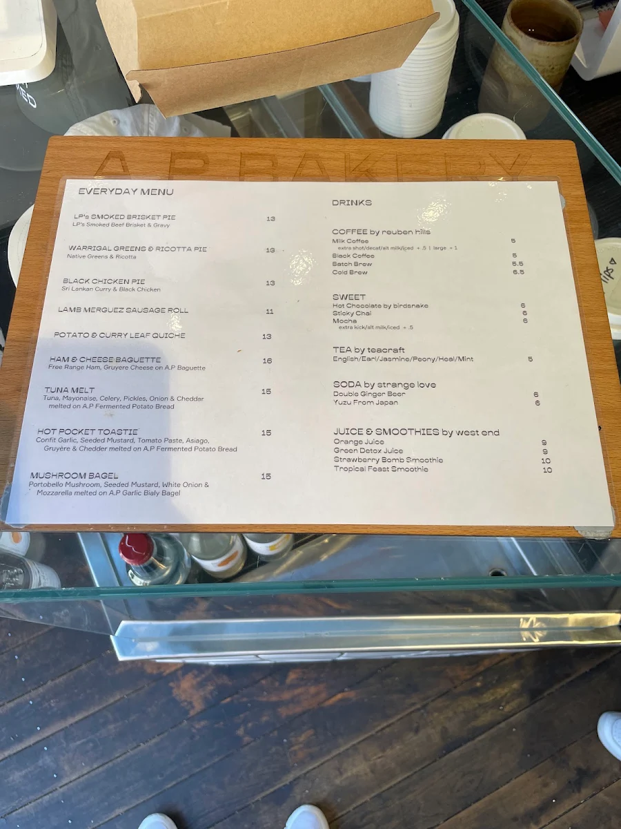 Menu, A.P Town (A.P Bakery)