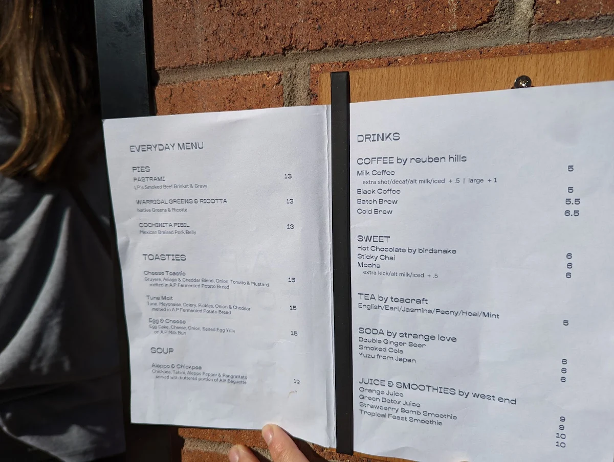 Menu, A.P Town (A.P Bakery)