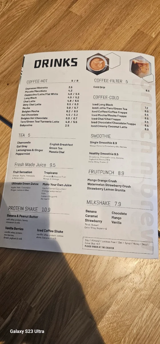 Menu, Brunch N Brew