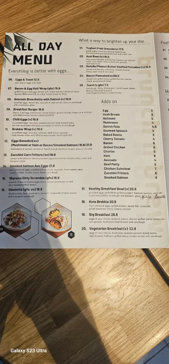 Menu, Brunch N Brew