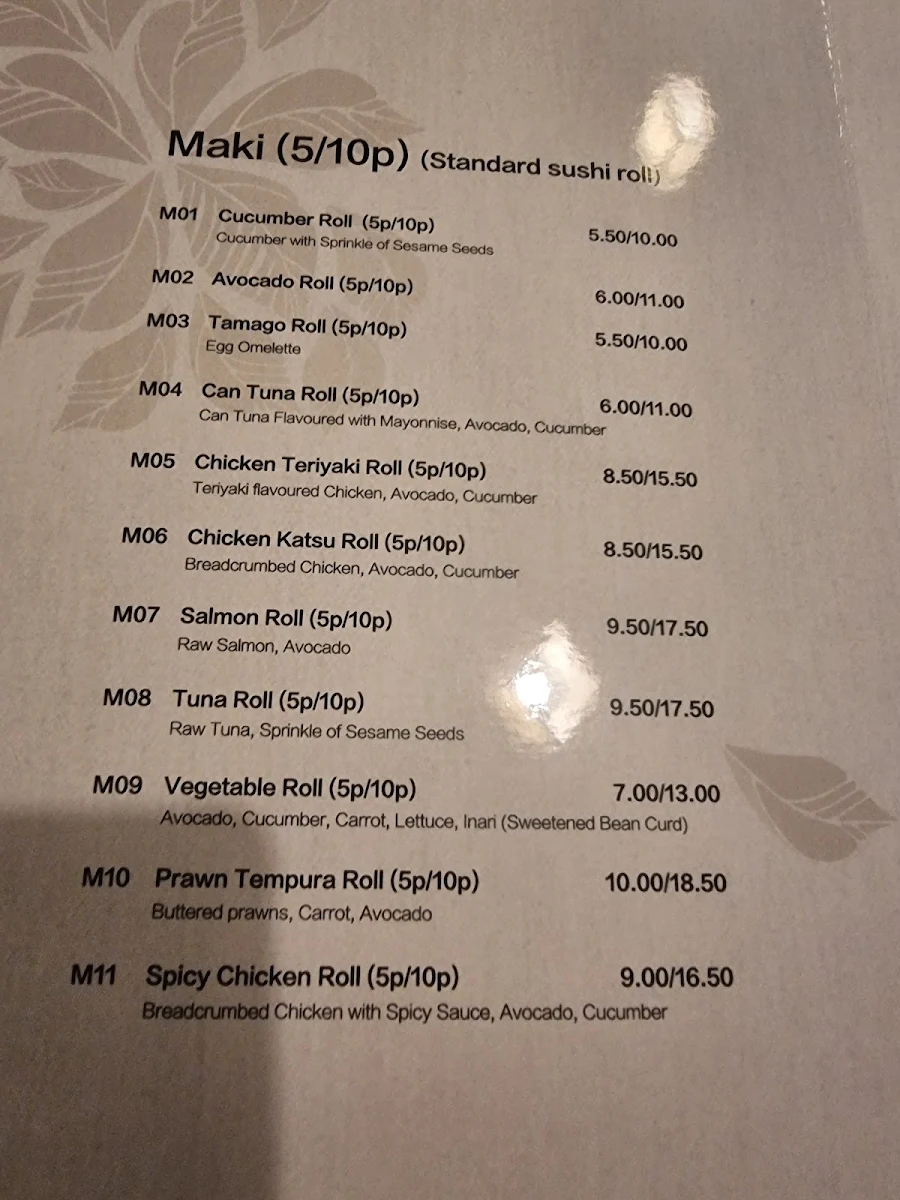 Menu, Sumeshiya Japanese Restaurant