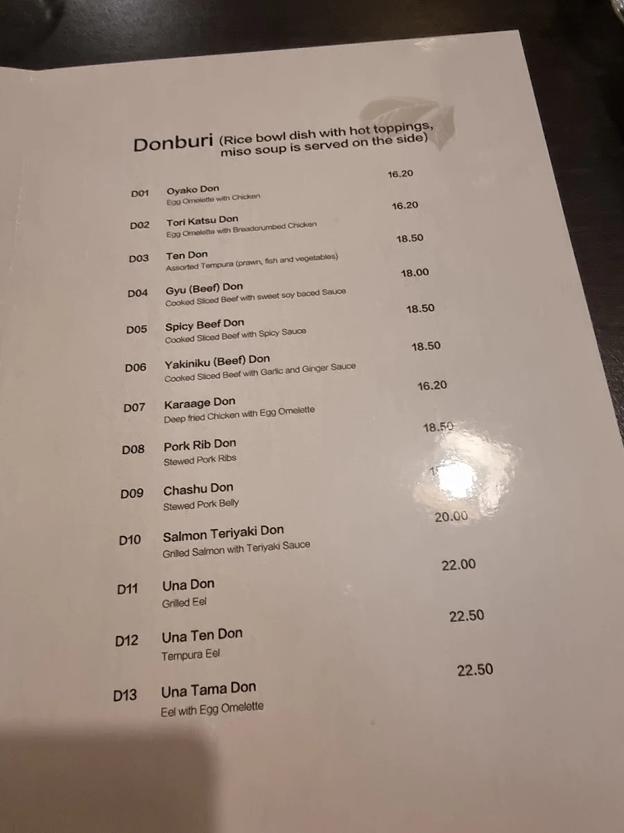 Menu, Sumeshiya Japanese Restaurant