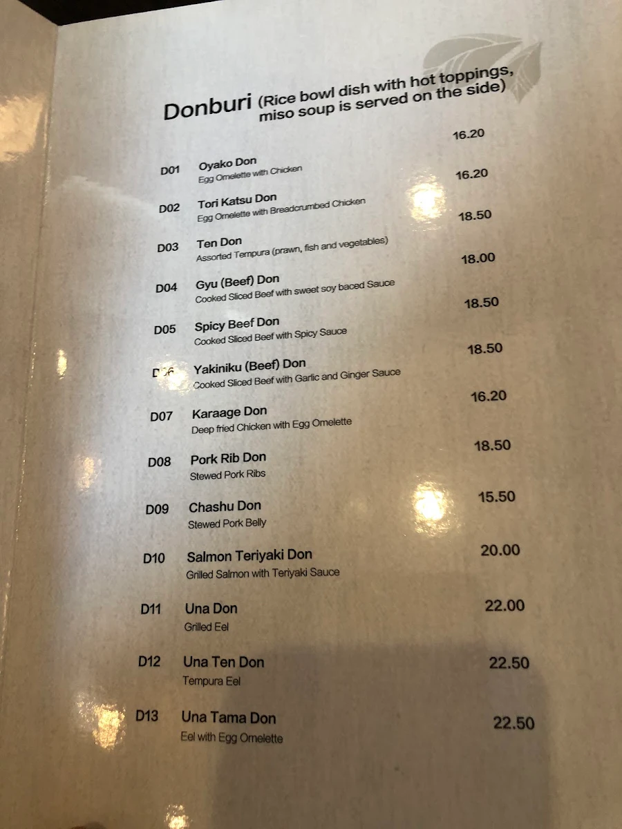 Menu, Sumeshiya Japanese Restaurant