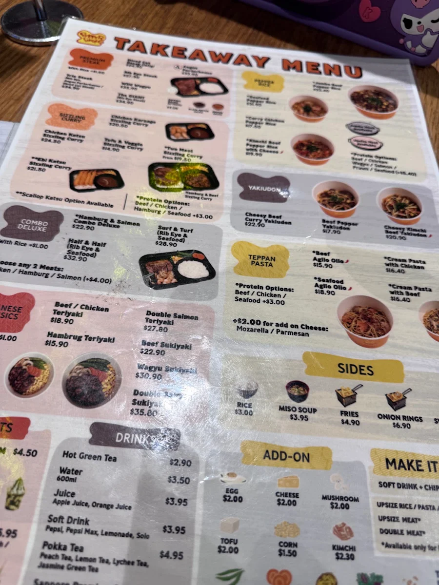 Menu, Pepper Lunch Doncaster
