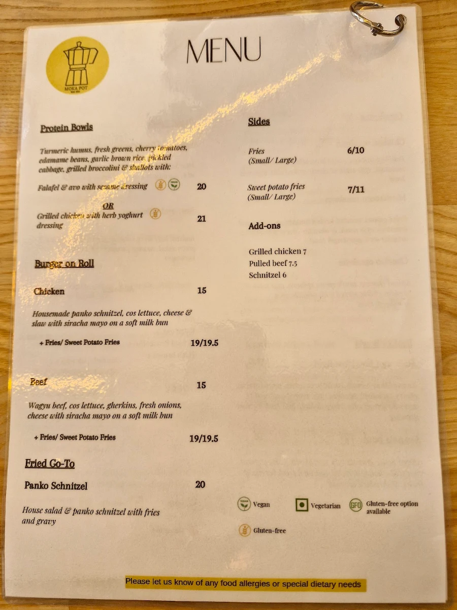 Menu, Moka Pot Tuggerah