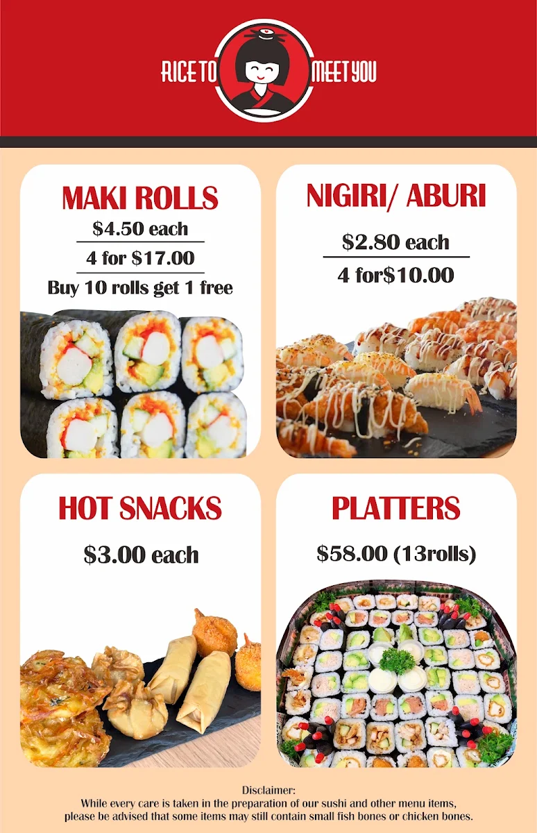 Menu, Rice to Meet You