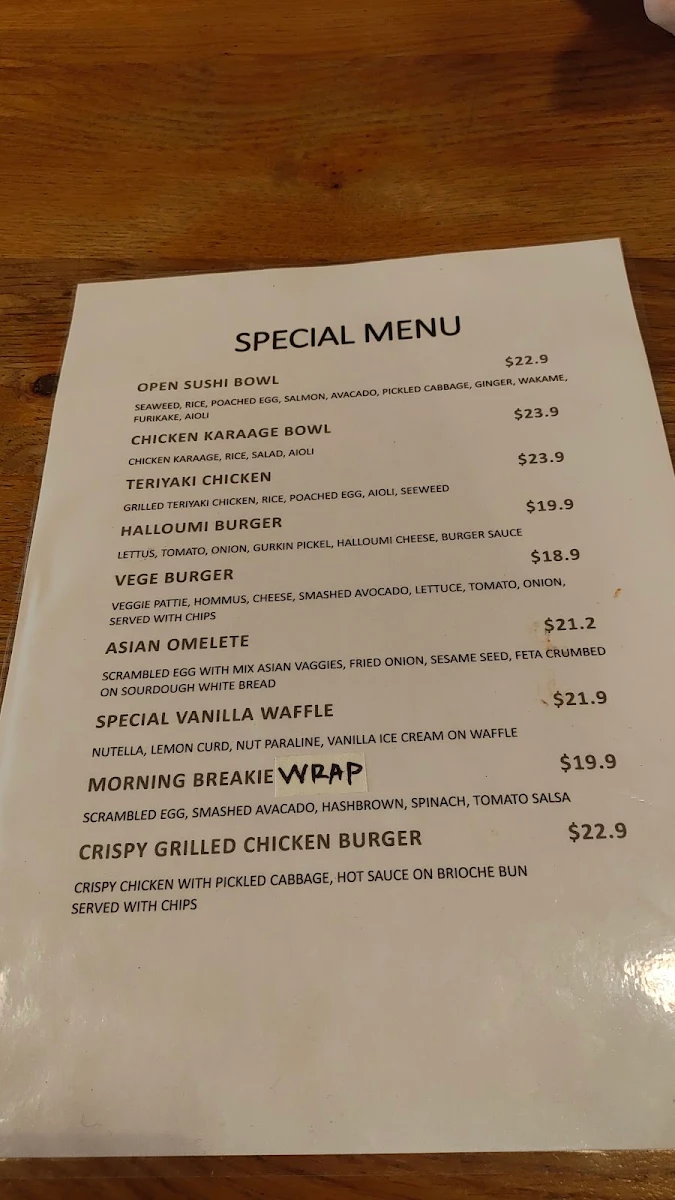 Menu, Caffe Cherry Beans