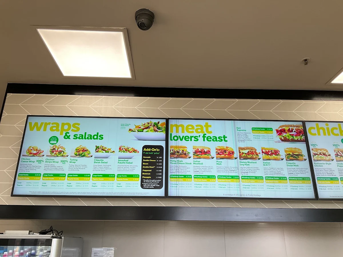Menu, Subway