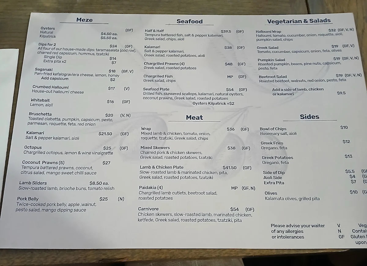 Menu, Sunago