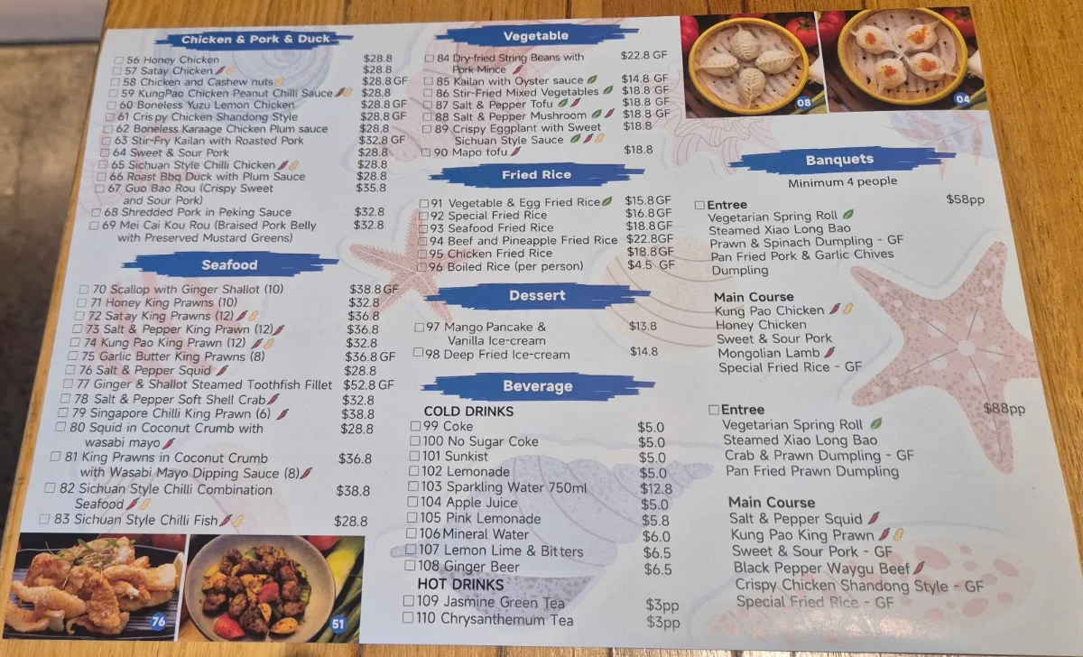 Menu, Little Alice Yum Cha