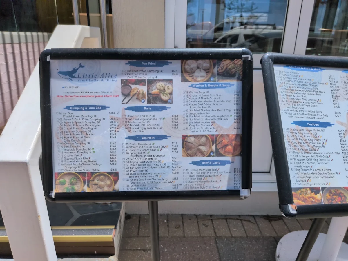 Menu, Little Alice Yum Cha