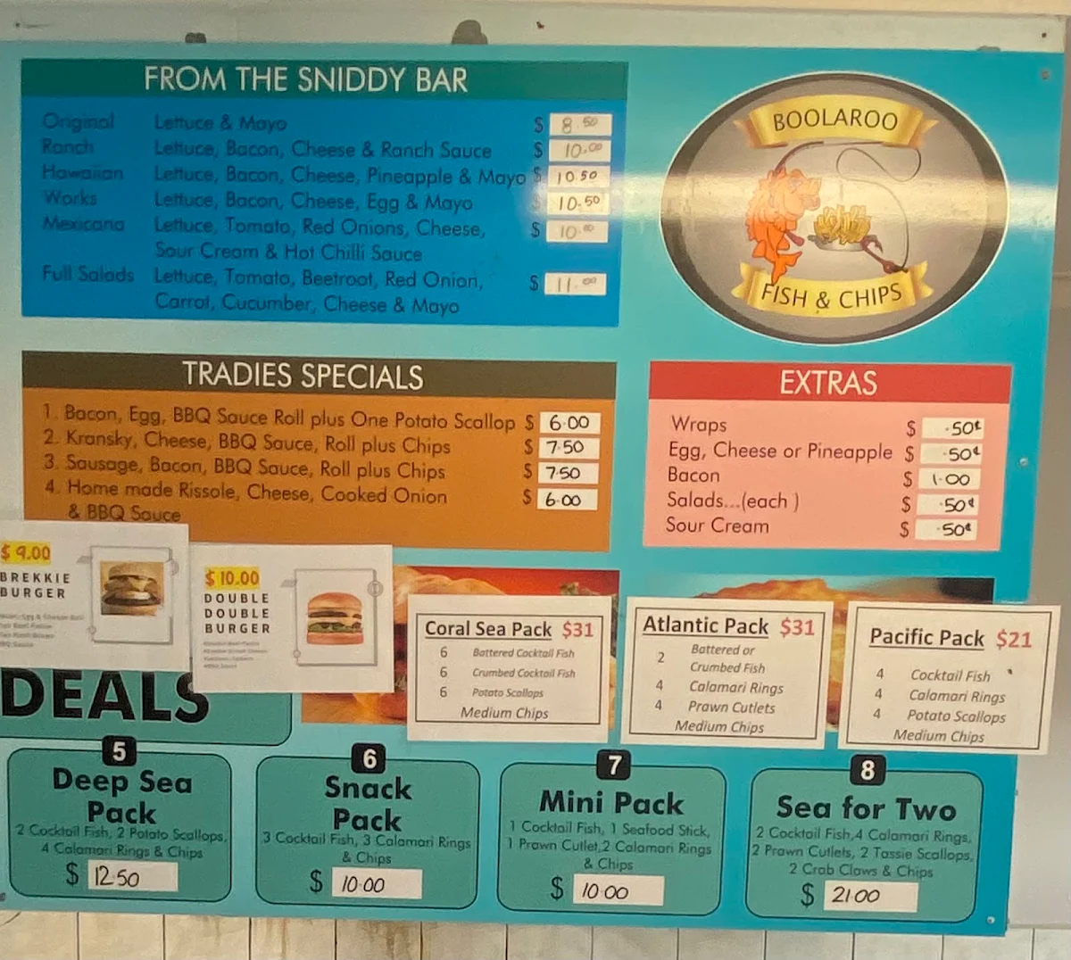 Menu, Boolaroo Fish and Chips Takeaway