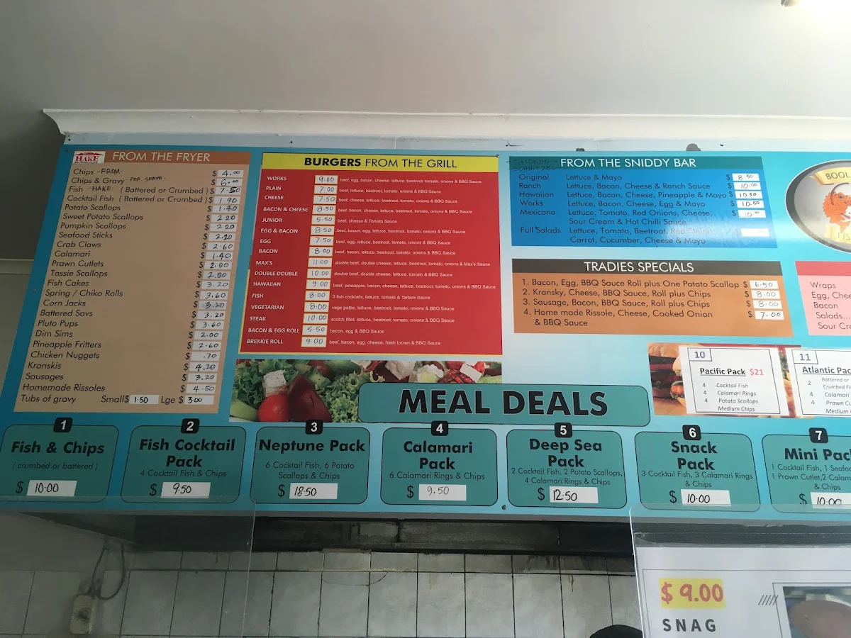 Menu, Boolaroo Fish and Chips Takeaway
