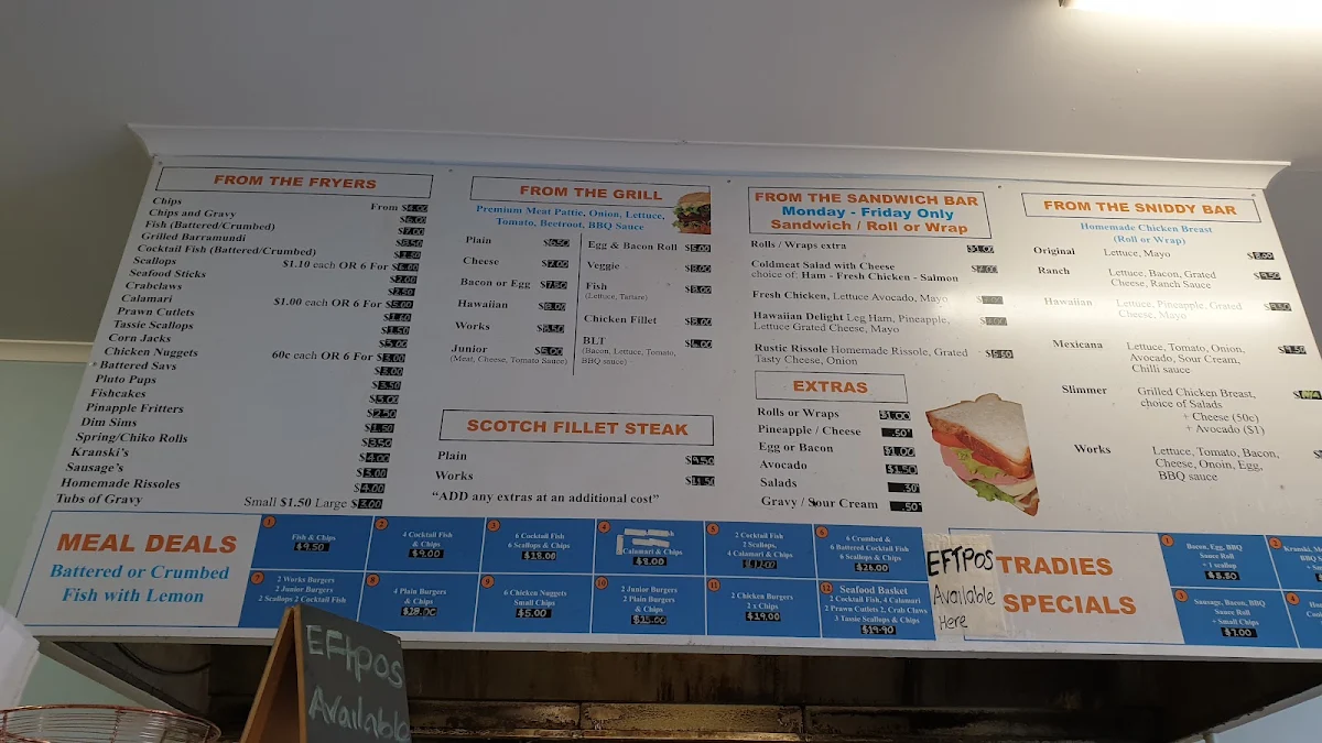 Menu, Boolaroo Fish and Chips Takeaway