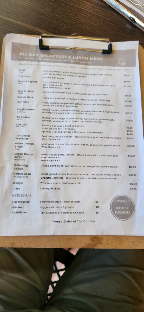 Menu, Lazy George Cafe Marulan