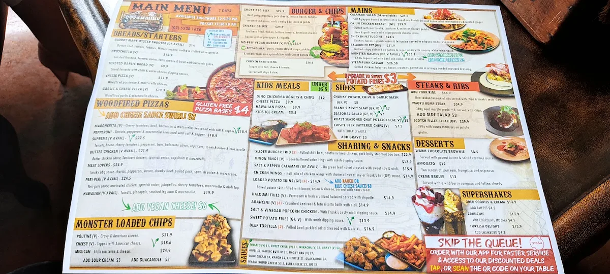 Menu, Steampunk Surfers Paradise