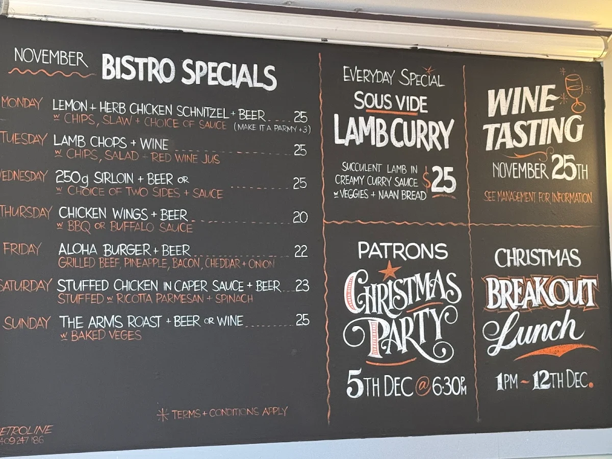 Menu, The Australian Arms Hotel